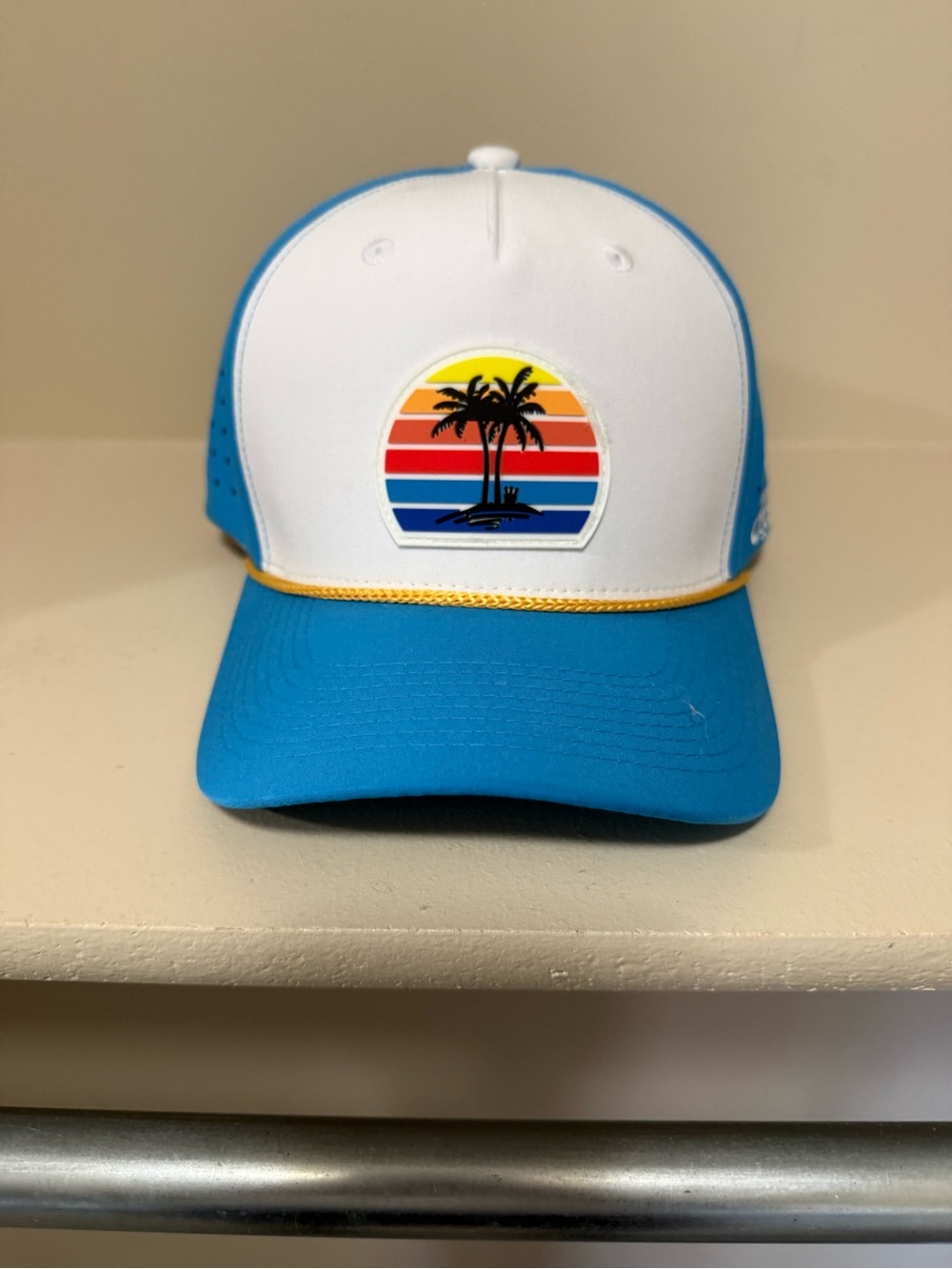 WomensBlue and White Palm Tree Trucker Hat  Team Cocktail